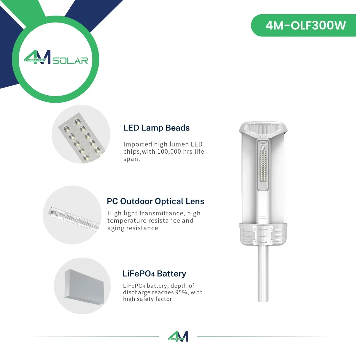 Lampadaire 4M SOLAR 4M-OLF-300W