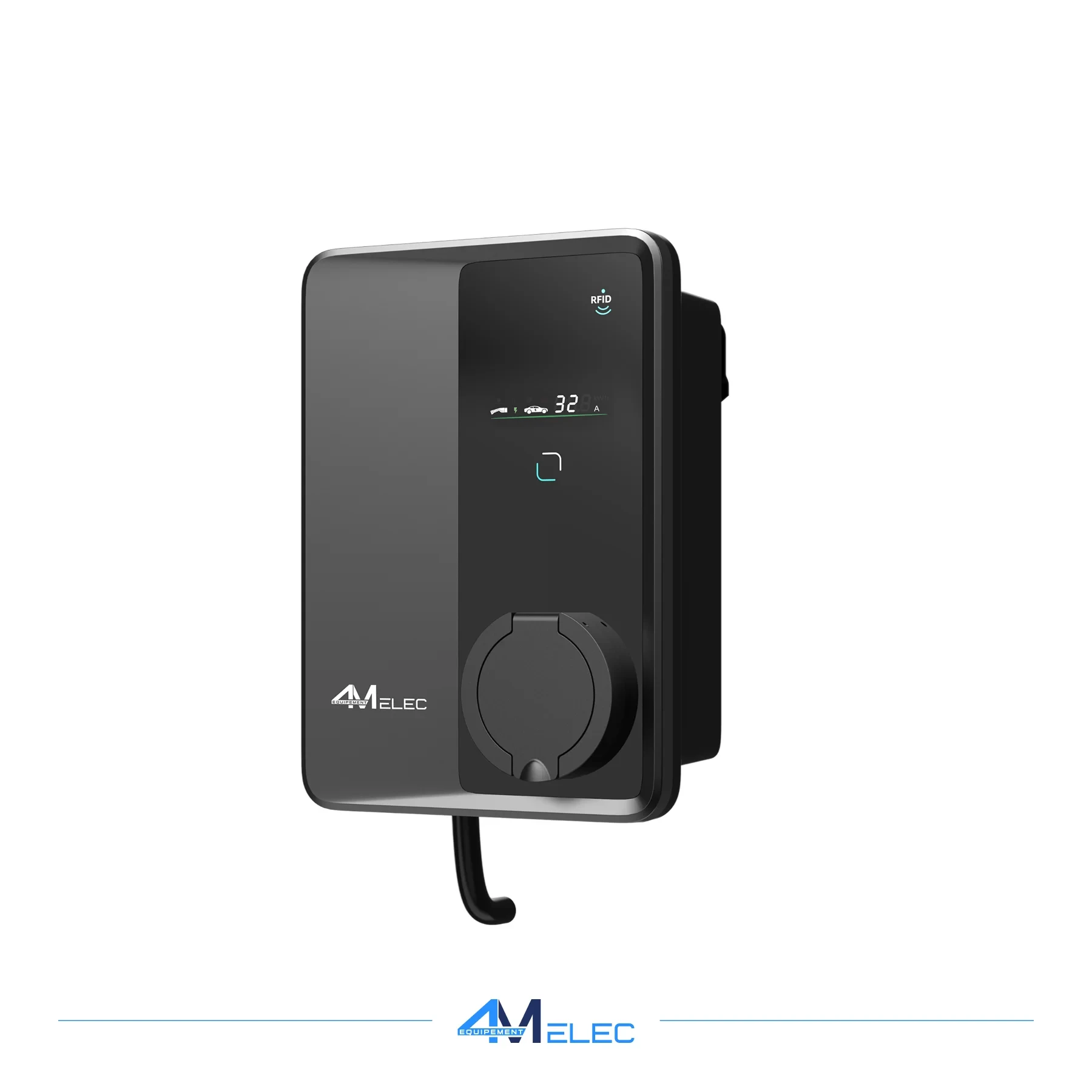Borne de Recharge 4M ELEC 22 kW – Type 2 avec Prise & Obturateur – 32A – RFID & Écran LCD – Triphasé